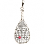 Racquet Jewelry Silver Red Large